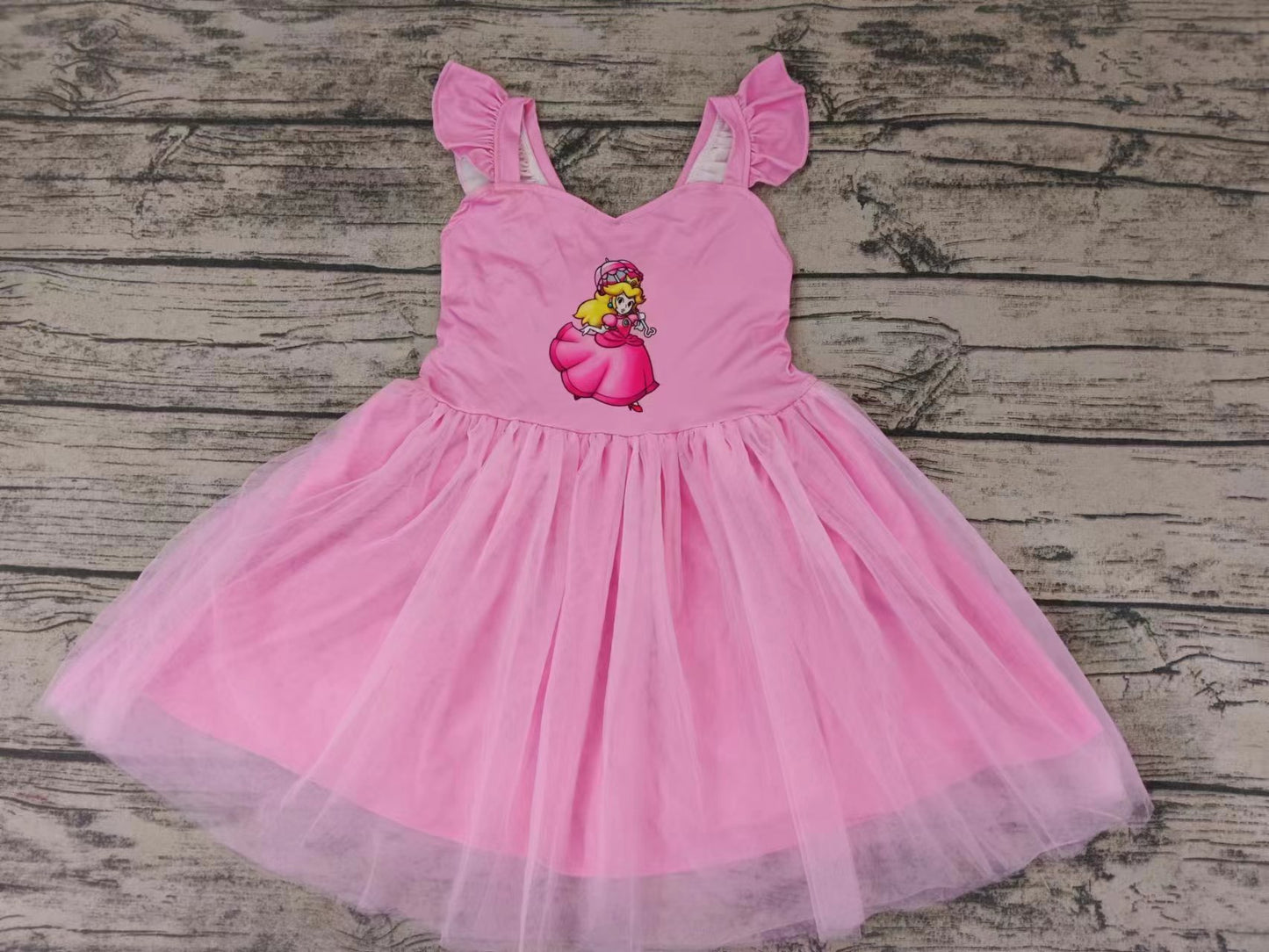 Baby Girl Princess Pink Short Sleeves Tulle Dress Moq 5