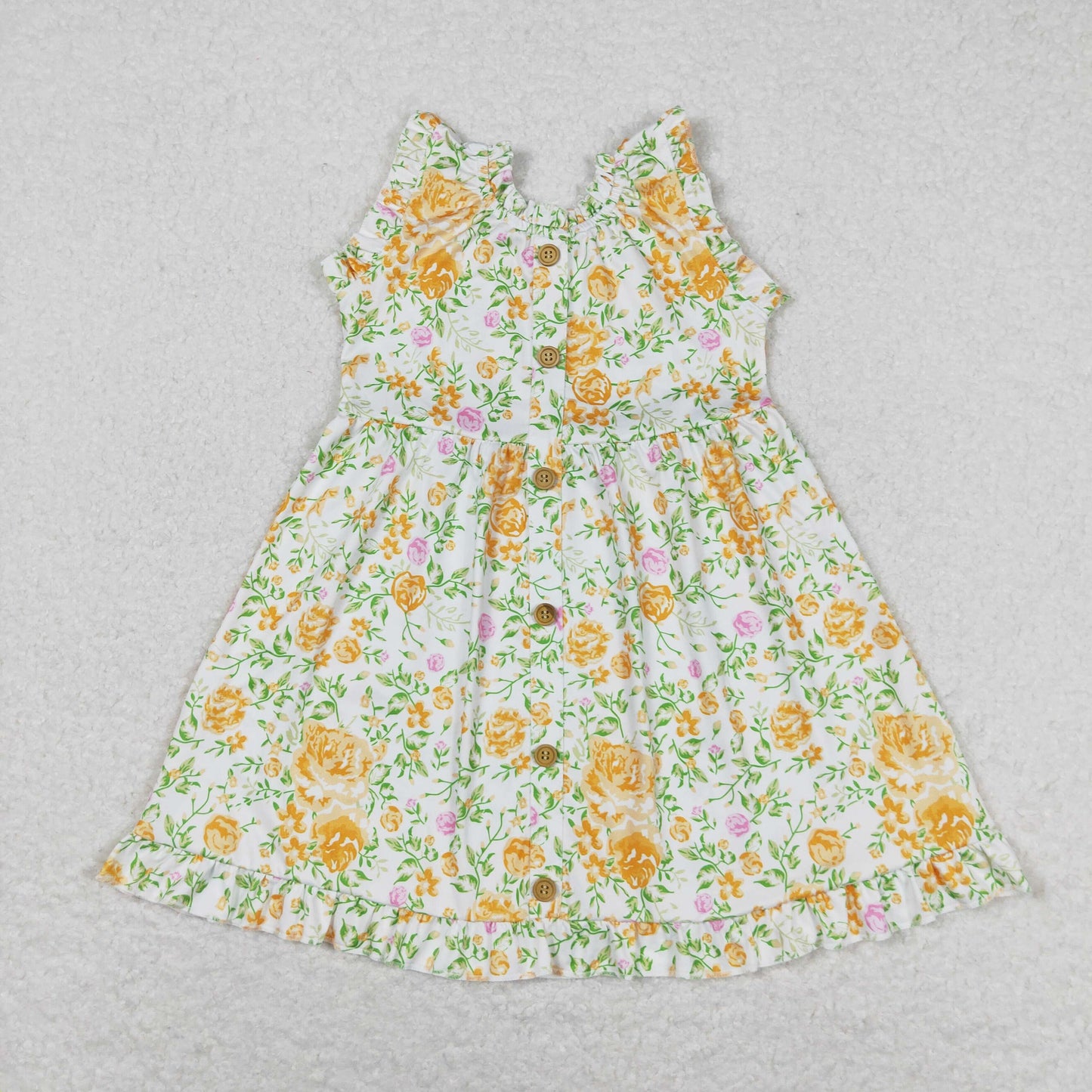 Baby Girl Sleeveless Yellow Flower Summer Dress