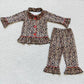 Sibling Baby Girls Long Sleeves Leopard Western Print Buttons Shirt Pants Pajamas Sets RTS