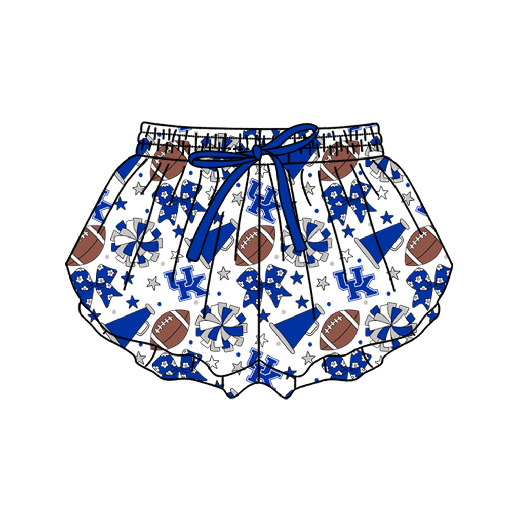 ( Moq 5 ) Baby Girls Kids Blue Bows Cheer Football Shorts Bottoms Team Clothes