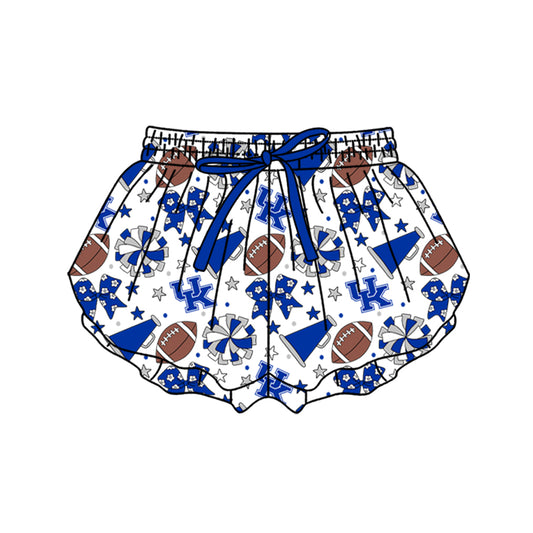 ( Moq 5 ) Baby Girls Kids Blue Bows Cheer Football Shorts Bottoms Team Clothes