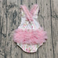 Baby Girl Infant Flower Ruffle Pink Tulle Bubble Romper RTS