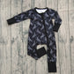Baby Boy Long Sleeves Western Rodeo Zipper Halloween Black Romper RTS