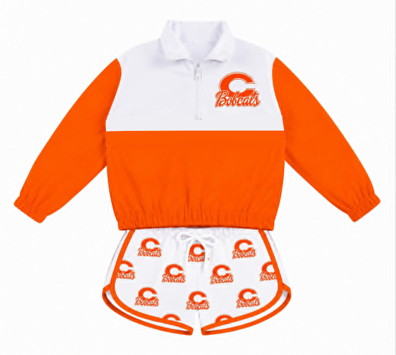 ( Moq 5 )  Custom Baby Kids Long Sleeves Shirts Shorts Orange Sets Clothes 8.10