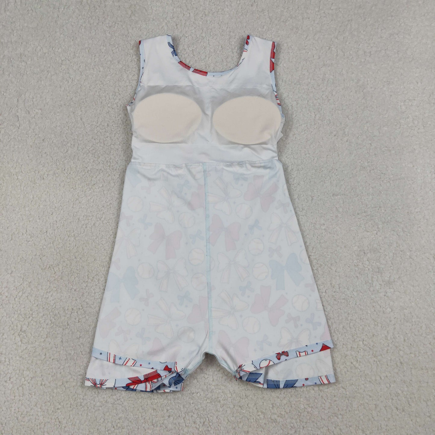 Baby Girls Toddler Baseball Bows Flags 4th of July Yoga Shorts Knee Length Dress Blue Clothes RTS