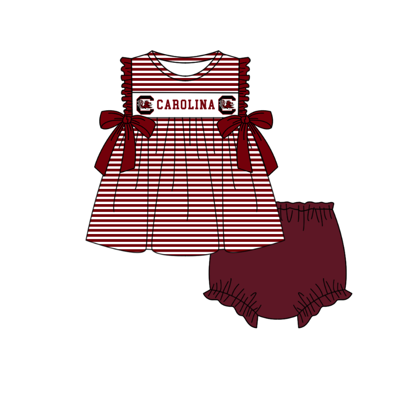 ( Moq 5 ) Baby Girls Toddler Chicken Bows Stripes Tops Bummie Shorts Team Set