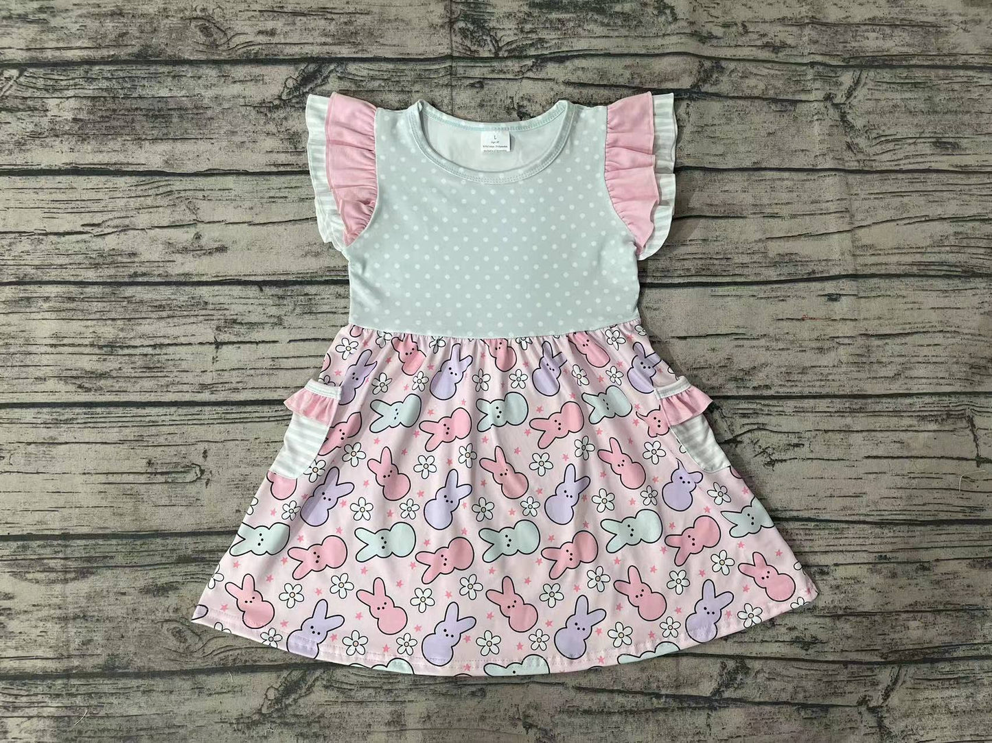 No moq Pre-order GSD0637 Easter Baby Girl Rabbit Floral Dress