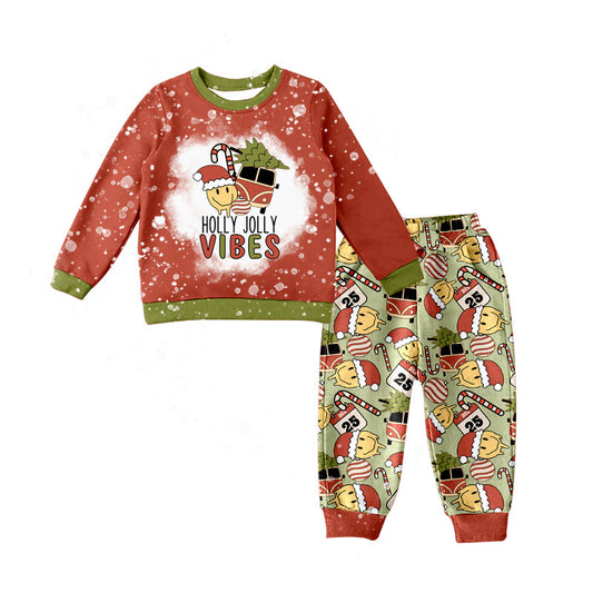 Baby Girl Christmas Holly Jolly Shirt Pants Pajamas Set