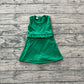 ( No moq ) Preorder Baby Girls Kids Green Sleeveless Ruffle Yoga Shorts Knee Length Dress