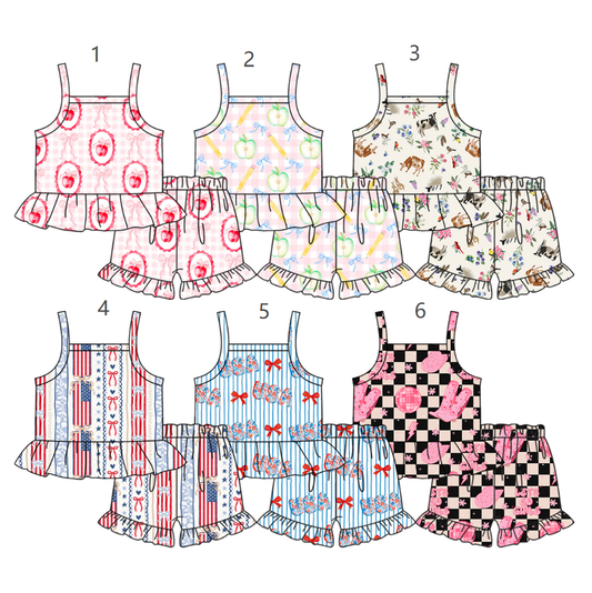 ( Moq 5 Each Style ) Sibling Baby Girls Kids Sleeveless Tops Bows  Shorts Sets Summer Clothes