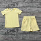 Baby Boys Kids Yellow Short Sleeves Shirt Pockets Shorts Summer Clothes Set RTS