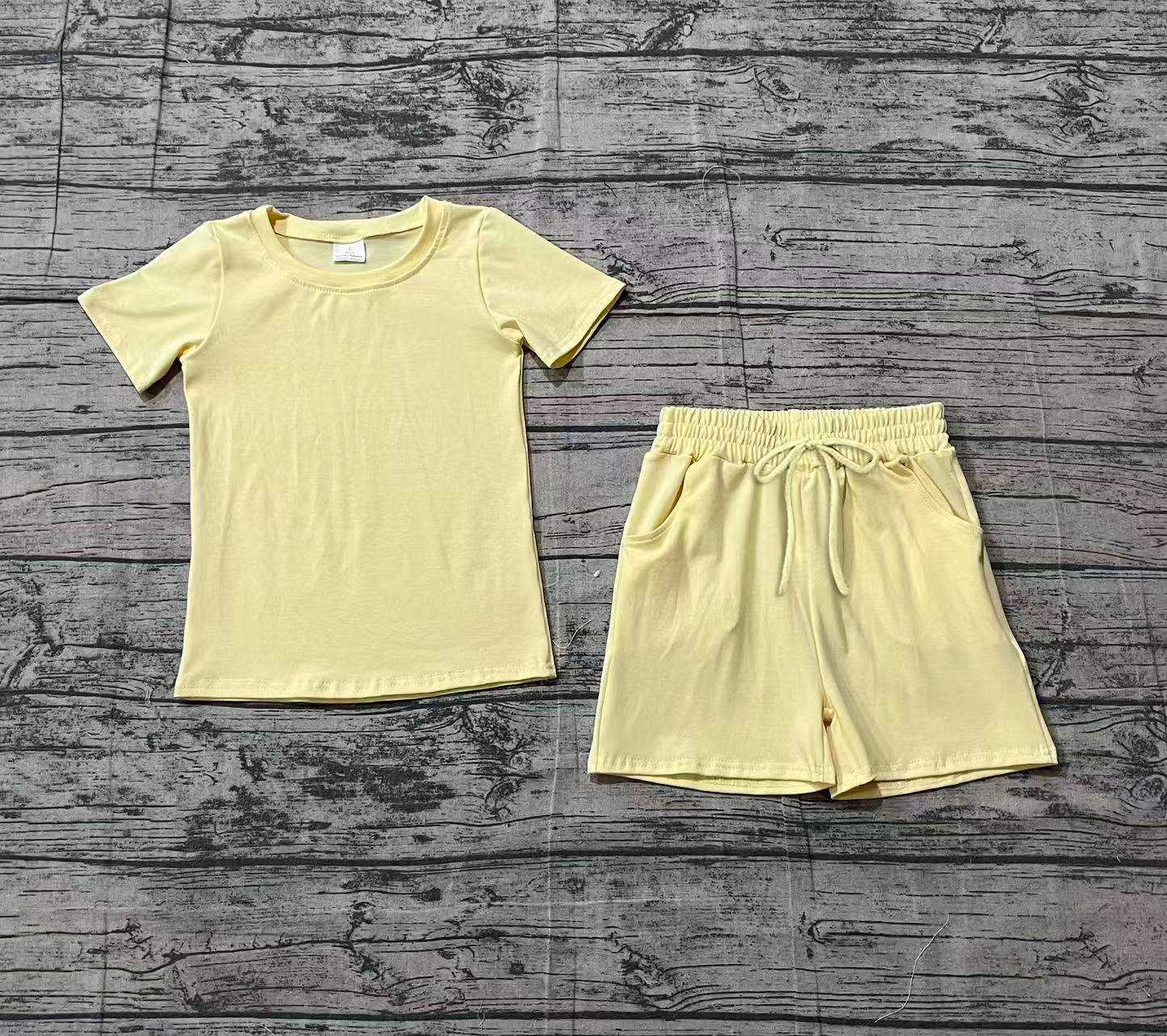 Baby Boys Kids Yellow Short Sleeves Shirt Pockets Shorts Summer Clothes Set RTS