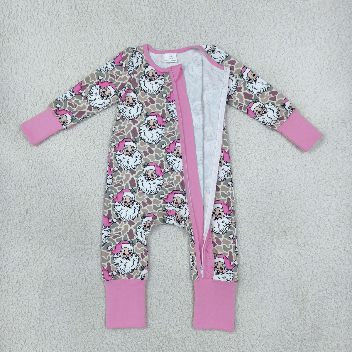 Baby Girls Infant Long Sleeves Santa Christmas Zipper Footie Sleeper Romper Camo Clothes