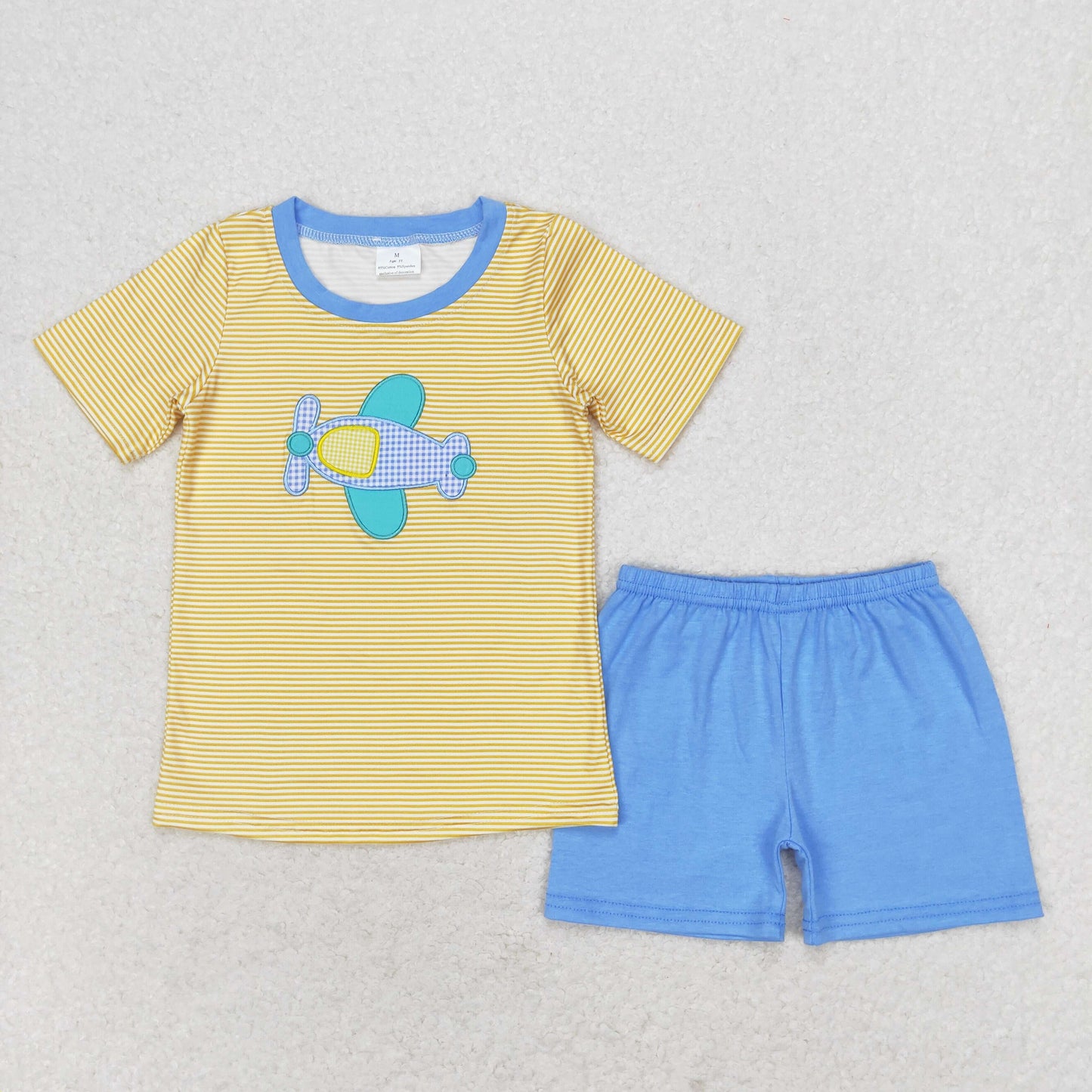 Baby Boy Embroidery Planes Sibling Brother Summer Romper Set