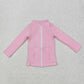 Baby Girl Light Pink Pocket Yoga Sports Zipper Jacket Tops