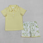 Baby Boy Short Sleeves Yellow Buttons Shirt Golf Shorts Summer Clothes Set RTS