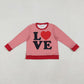 Kids Toddler Long Sleeves Red Stripes Long Sleeves Love Valentine's Day Shirt RTS
