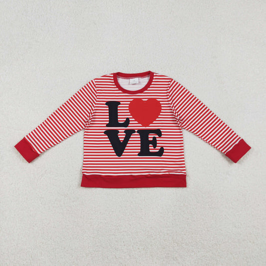 Kids Toddler Long Sleeves Red Stripes Long Sleeves Love Valentine's Day Shirt RTS