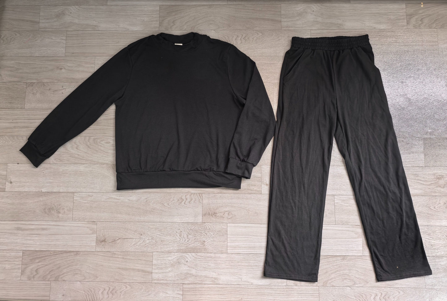 ( No moq ) Preorder Adult Women Long Sleeves Black Shirt Pockets Pants Cotton Set Clothes