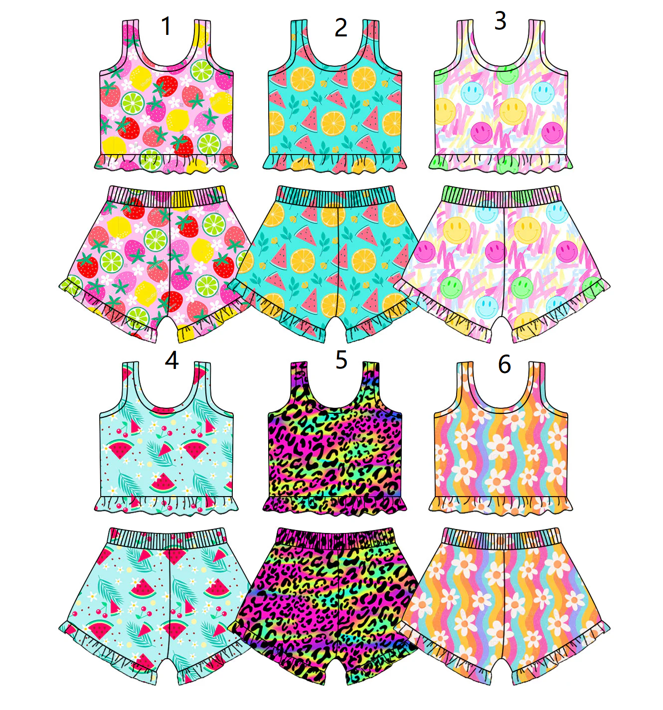 Baby Girl Sleeveless Fruits Leopard Flower Sibling Set ( Moq 5 Each Style ) 2.17