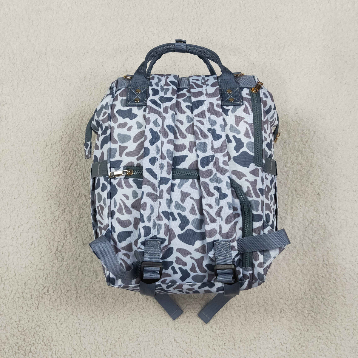 Baby Boys Kids Grey Camo Zipper Backpack School Bag RTS