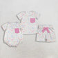 Sibling Baby Girls Kids Short Sleeves Bows Pocket Romper Set Summer Clothes RTS