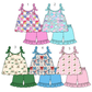 ( Moq 5 Each Style ) Sibling Baby Girls Kids Sleeveless Bows Ducks Tops Shorts Sets Summer Clothes