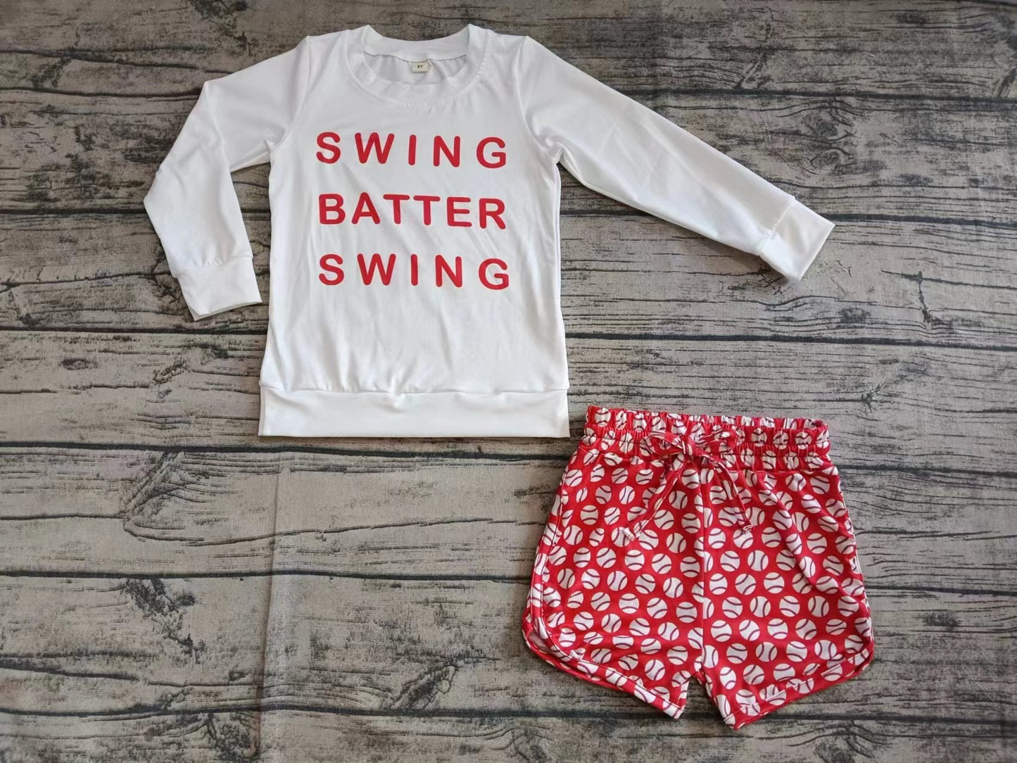 Baby Girl Long Sleeves Shirt Baseball Shorts Set ( Moq 5 )