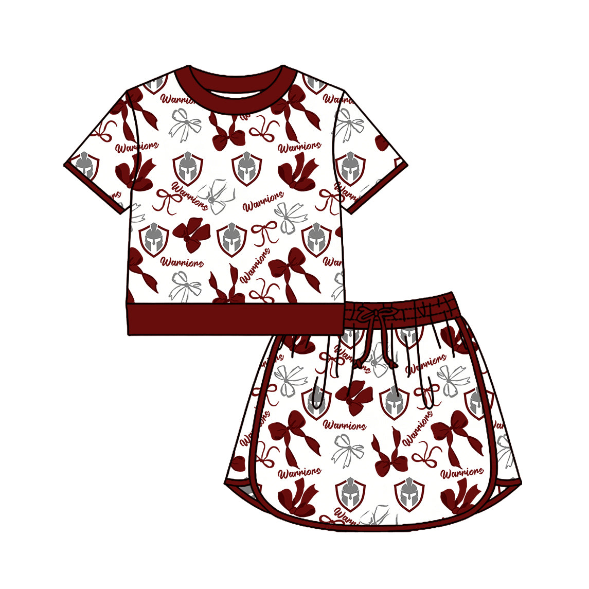 ( Moq 5 Each Style ) Sibling Baby Girls Kids Bows Team Shirt Sets Clothes