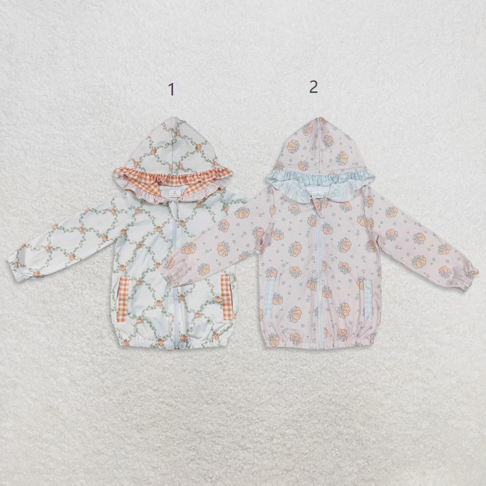 Sibling Baby Girls Kids Long Sleeve Pumpkins Pockets Hoodie Zipper Tops Fall Clothes RTS