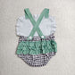 Baby Girls Infant Sleeveless Farm Animals Plaid Ruffle Bubble Romper RTS
