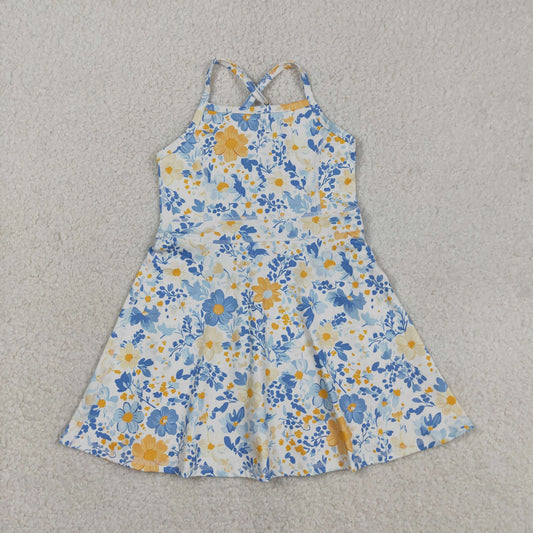 Baby Girls Kids Sleeveless Flower Yoga Active Shorts Dress RTS