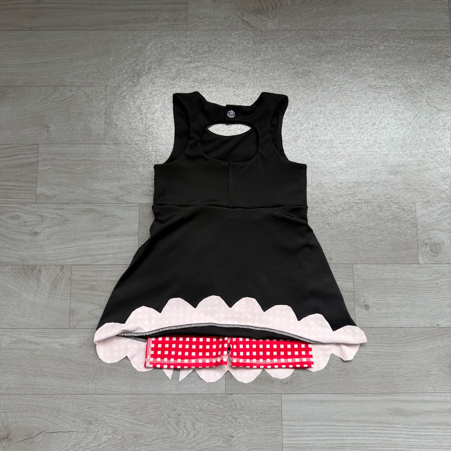 ( No moq ) Preorder Baby Girls Kids Sleeveless Plaid Bows Shorts Scallop Dress Yoga Active Black Clothes