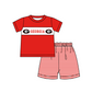 ( Moq 5 ) Baby Boys Toddler Short Sleeves Red Shirt Stripes Shorts Team Summer Set