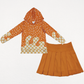 Baby Girl Long Sleeves Drips Hoodie Shirt Orange Yoga Active Skort Team Set RTS