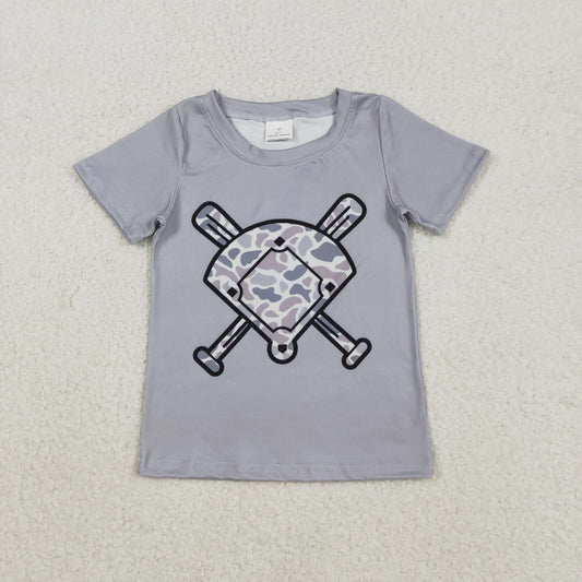 Baby Boys Short Sleeves Camo Baseball Grey Tee Shirt Tops RTS