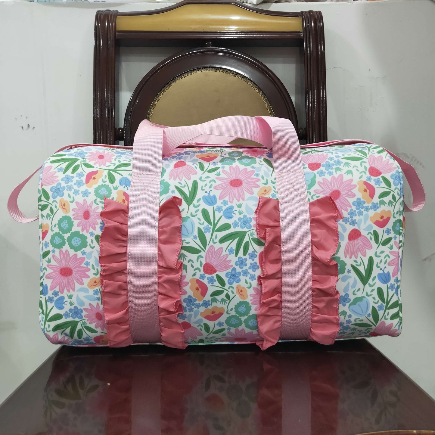 Baby Girl Kids Adult Flower Pink Ruffle Travel Package Gym Bags RTS