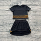 Baby Girls Kids Short Sleeves Stripes Shirt Skirt Shorts Set Black Cotton Clothes RTS