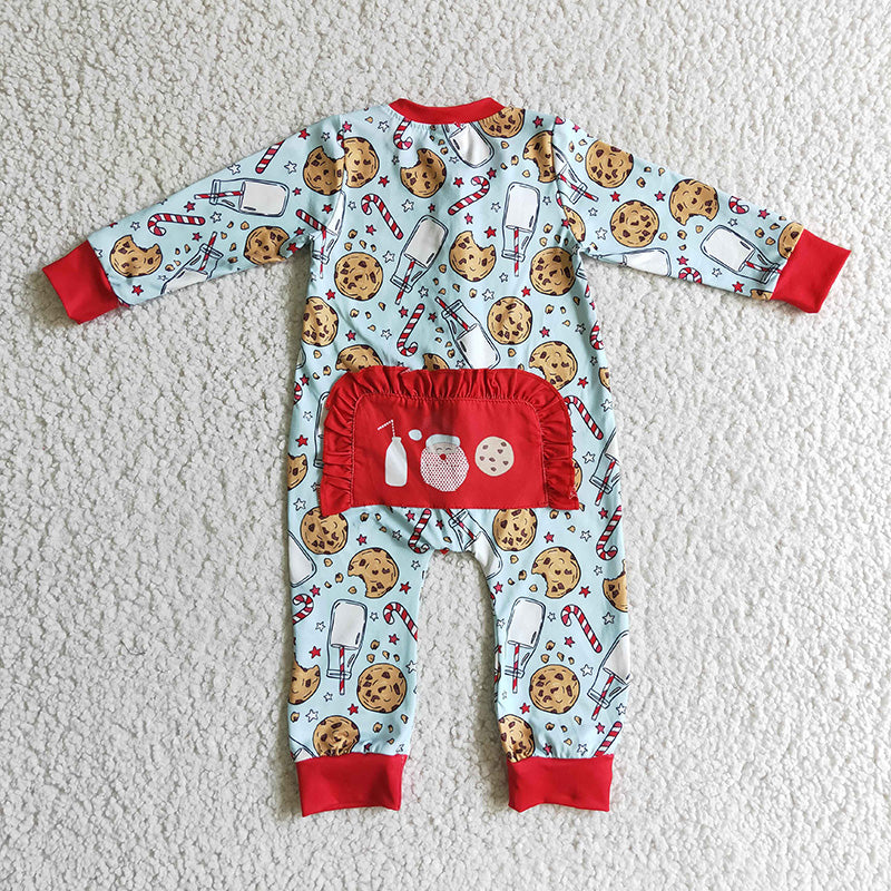 Girls Boys Long Sleeves Christmas Cookies Milk Sibling Christmas Romper Dress Pajamas Clothes RTS