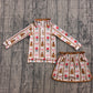 ( No moq ) Preorder Baby Girls Kids Gingerbread Flower Bows Zipper Shirt Skirt Shorts Christmas Set Clothes