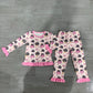 Baby Girls Kids Long Sleeves Pumpkins Pink Bows Shirt Pants Set Fall Pajamas Clothes RTS