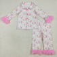 Sibling Baby Girl Fur Long Sleeves Buttons Shirt Pants Christmas Pajamas Sets RTS