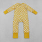 Baby Boys Infant Long Sleeves Yellow Checkered Zipper Romper RTS