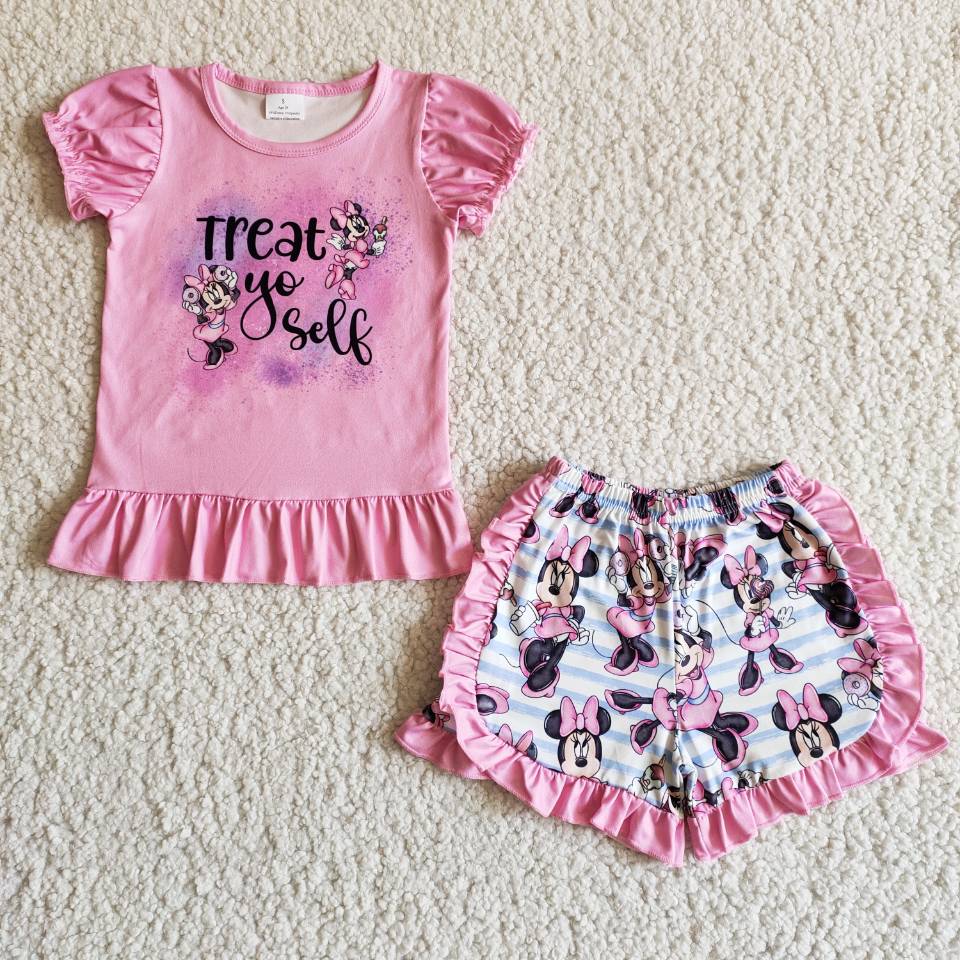 Promotion Baby Girl Summer Cartoon Pink Shorts Outfit