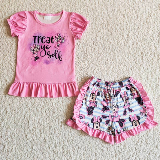 Promotion Baby Girl Summer Cartoon Pink Shorts Outfit