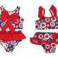 ( Moq 5 Each Style ) Sibling Baby Girls Kids Flower Tops Ruffle Shorts 4th of July Sets Summer Swimsuits
