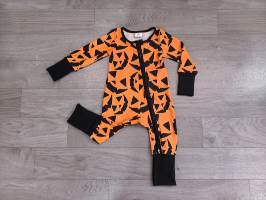 ( No moq ) Preorder Baby Boys Infant Long Sleeves Halloween Zipper Footie Sleeper Romper Clothes