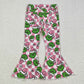 Baby Girl Christmas Face Pink Checkered Denim Bell Pants