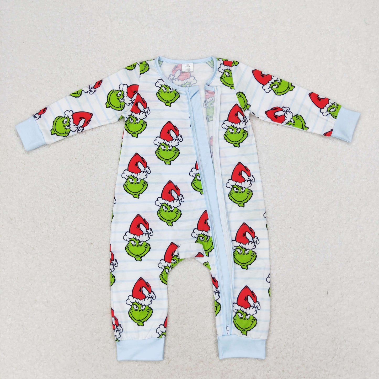 Baby Infant Boys Green Face Long Sleeve Zip Romper