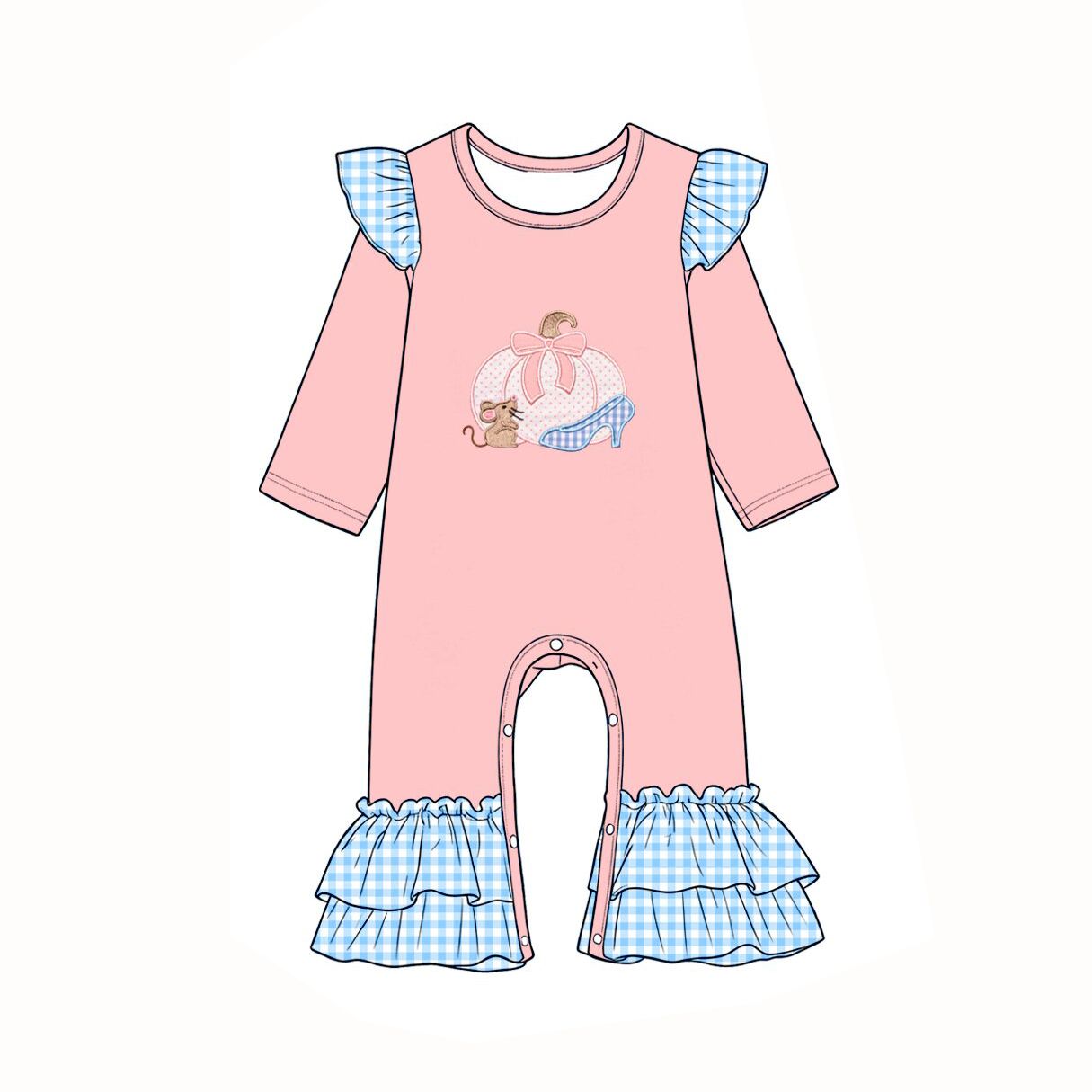 ( Moq 5 ) Preorder Baby Girls Infant Long Sleeves Pumpkin Bow Plaid Thanksgiving Romper Clothes